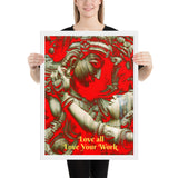 Framed poster - Raddha-Krishna - For business environment - Love all - Love Your Work - Hinduism