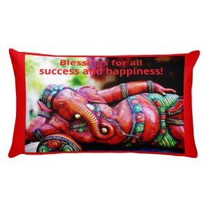 Premium Pillow - Ganesha blessings - Happiness and Success for All - Hinduism