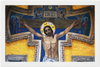 GELATO Global print - Premium Semi-Glossy Paper Wooden Framed Poster - Mosaic of Jesus Christ in the Cross - Christianity