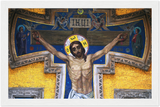 GELATO Global print - Premium Semi-Glossy Paper Wooden Framed Poster - Mosaic of Jesus Christ in the Cross - Christianity