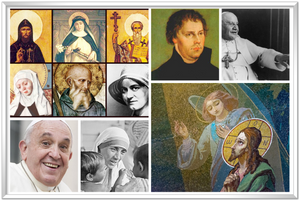 Gelato print - Premium Semi-Glossy Paper Metal (silver color) Framed Poster - Great Figures of the Christian Faith - Jesus, Luther, Pope Francis, Pope John XXIII, Mother Teresa and European saints