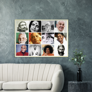 Gelato print - Premium Semi-Glossy Paper (gold colored)  Metal Framed Poster - Amazing Blessings with Collection of some of this century foremost Saints of all Faiths