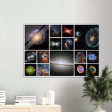 HUBBLE telescope - Landscape ACRYLIC Print - Awesome 3 GALAXIES in large blocks and Nebulas in smaller and the Atacama radio telescope