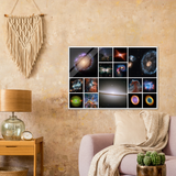 HUBBLE telescope - Landscape ACRYLIC Print - Awesome 3 GALAXIES in large blocks and Nebulas in smaller and the Atacama radio telescope