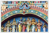 GELATO Global print - Premium Semi-Glossy Paper Wooden Framed Poster - Temple with the major Hindu Gods - Hinduism - India