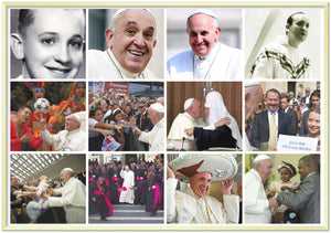 Gelato print - Premium Semi-Glossy Paper Metal (gold color) Framed Poster - Great Moments in the Life of Pope Francis - Catholicism